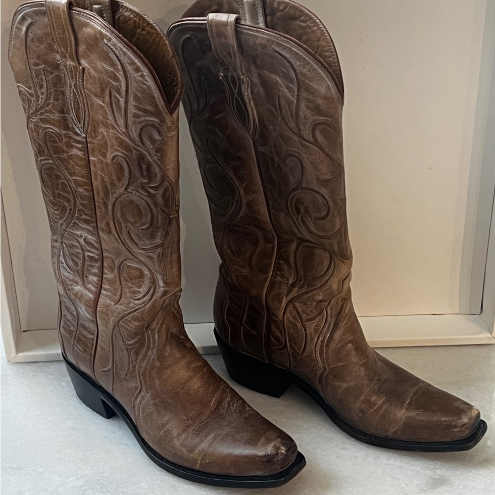 Lucchese Women’s Patsy Brown Western Leather Boots 9.5